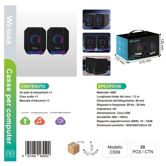 WESDAR CS59 Altoparlante per Computer