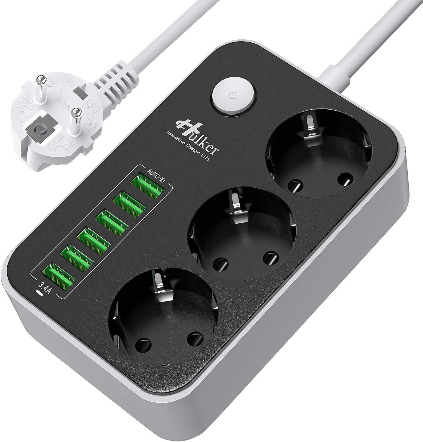 Multiprese 3 Prese con 6 3.4A USB HUB - 110V-250V/2500w