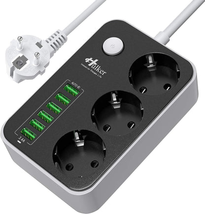 Multiprese 3 Prese con 6 3.4A USB HUB - 110V-250V/2500w