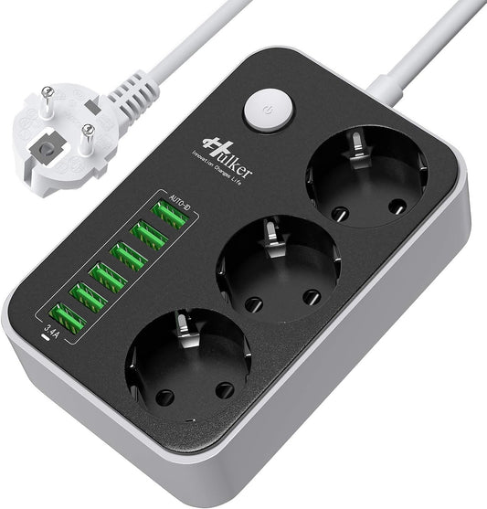 Multiprese 3 Prese con 6 3.4A USB HUB - 110V-250V/2500w