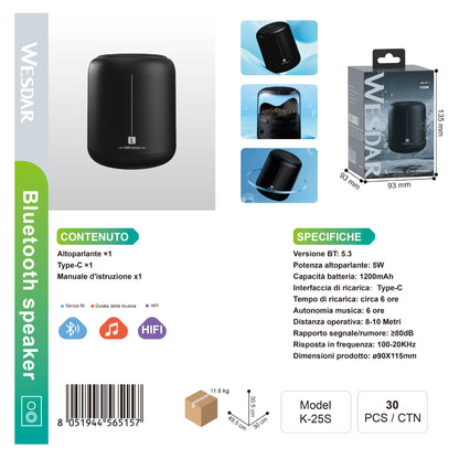 WESDAR K-25S Altoparlante Bluetooth