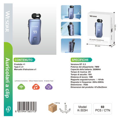 WESDAR K-303H BT Auricolare Lavalier