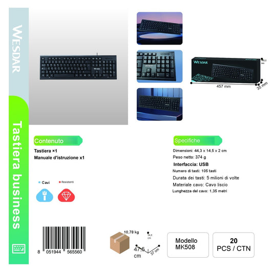 WESDAR MK508 Tastiera Cablato