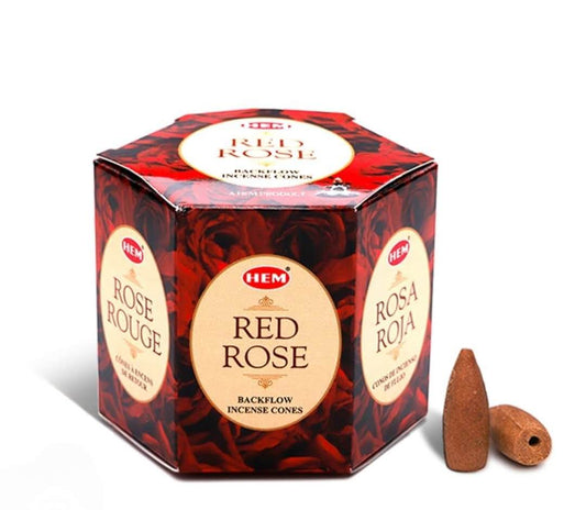 RED ROSE BACKFLOW INCENSE CONES (confezione da 40pz di coni)