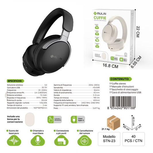 STN-23 Cuffie Stereo Wireless