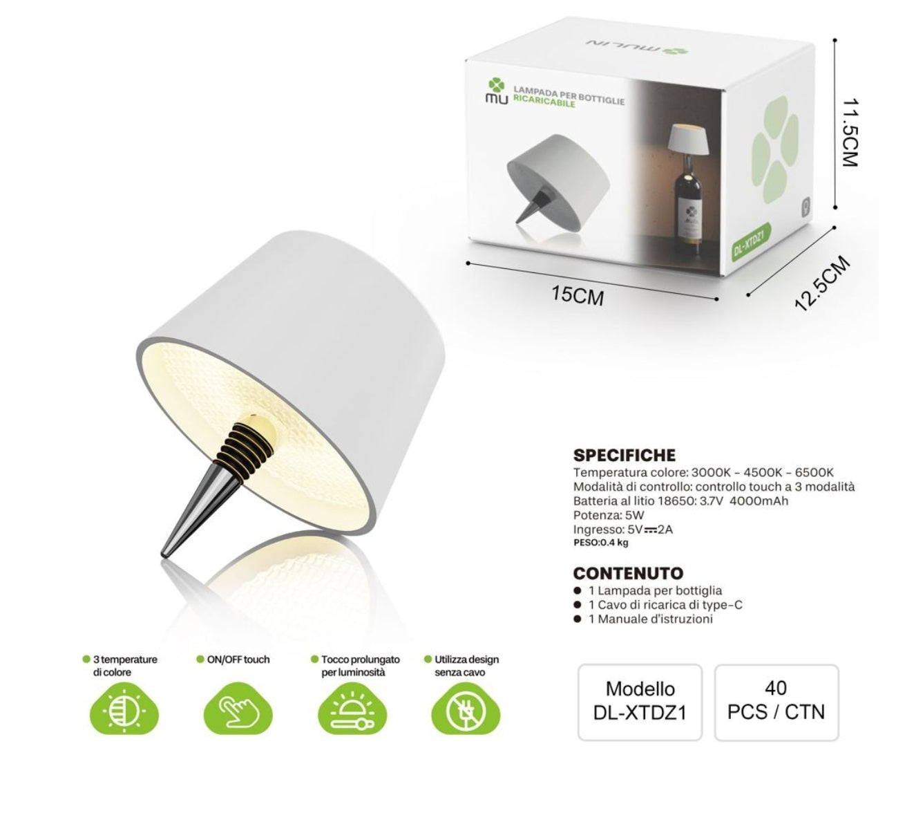 XTDZ1 Lampada da Bottiglia