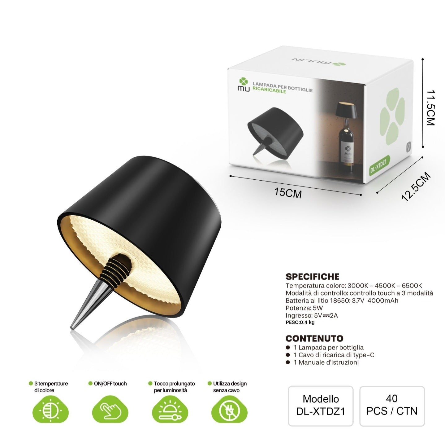 XTDZ1 Lampada da Bottiglia