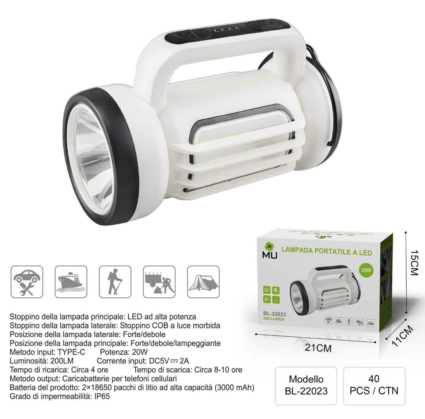 BL-22023 Portable and Handheld LED Torch