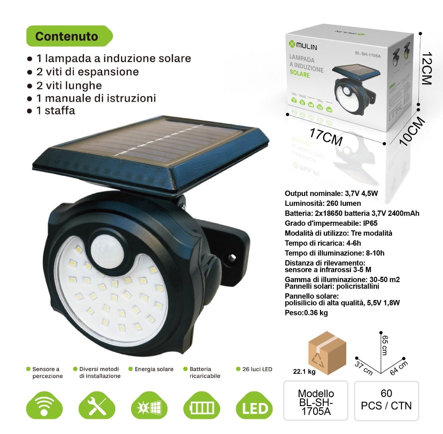 BL-SH-1705 Solar Induction and Sensored Wall Lamp