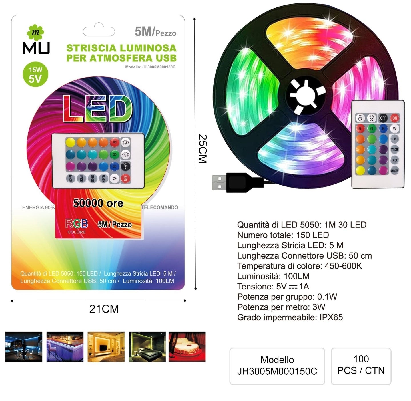 MU 5M RGB-LED-Lichtstreifen