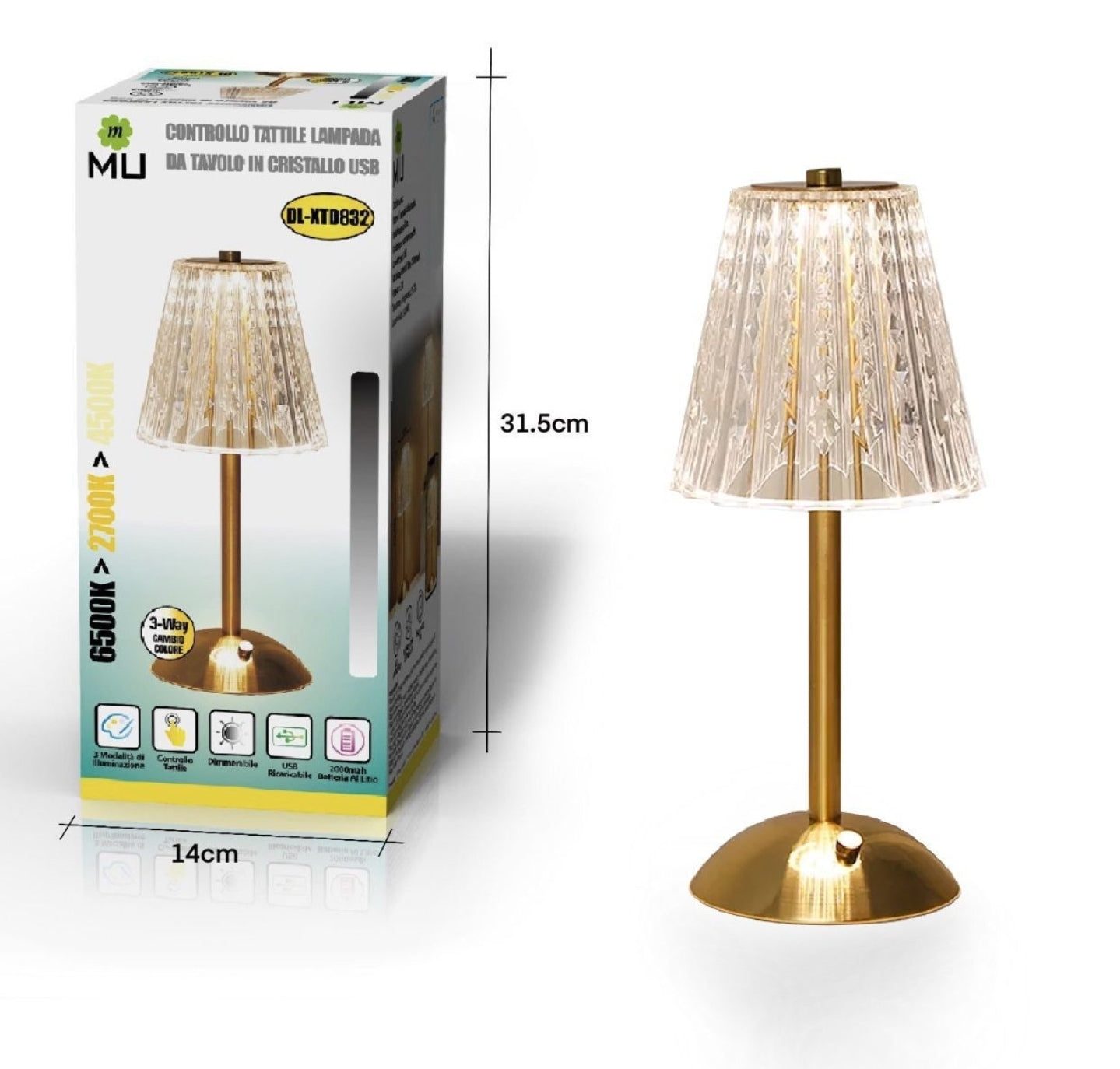XTD832 Table Lamp in Crystal Style