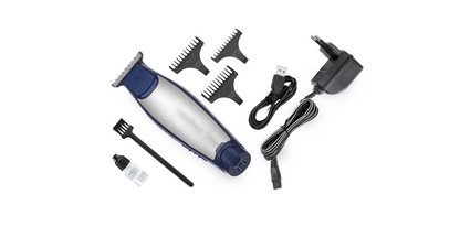Tagliacapelli Professionale – Doppia Ricarica, Lame in Acciaio Inox, 4 Pettini Guida