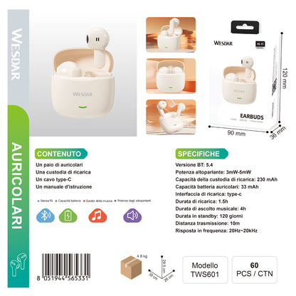 WESDAR TWS601 Auricolari Wireless Earbuds