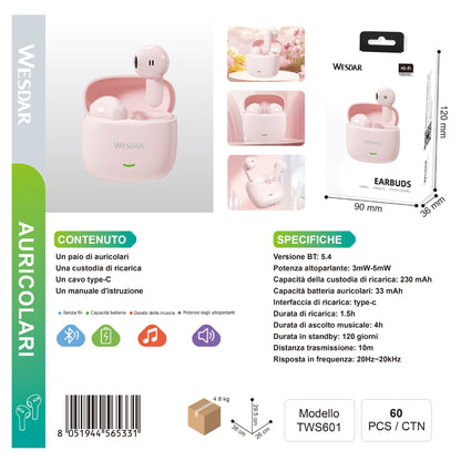 WESDAR TWS601 Auricolari Wireless Earbuds