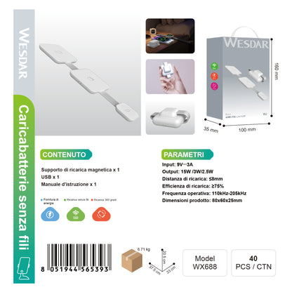 WESDAR WX688 3-in-1 Caricacellulare