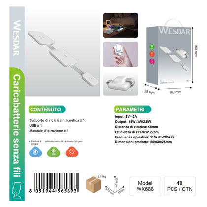 WESDAR WX688 3-in-1 Caricacellulare
