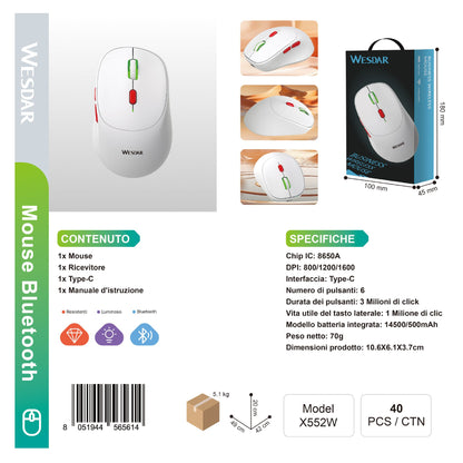 WESDAR X552W Wireless Mouse Bluetooth 2.4G