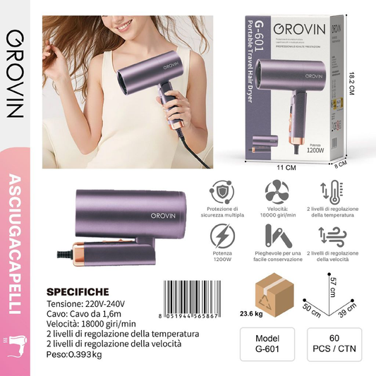 GROVIN G-601 Asciugacapelli 1200w Viola