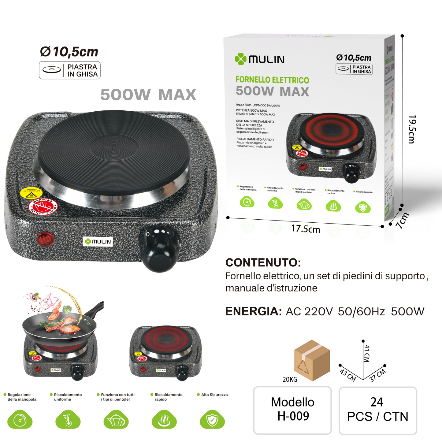 MU Fornello Elettrico 500w H-009