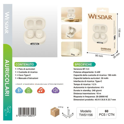 WESDAR TWS1156 Auricolari Wireless