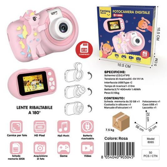 Fotocamera per Bambini con Custodia in Silicone