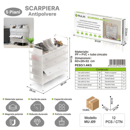 MU-J09 Scarpiera Antipolvere 5 Piani