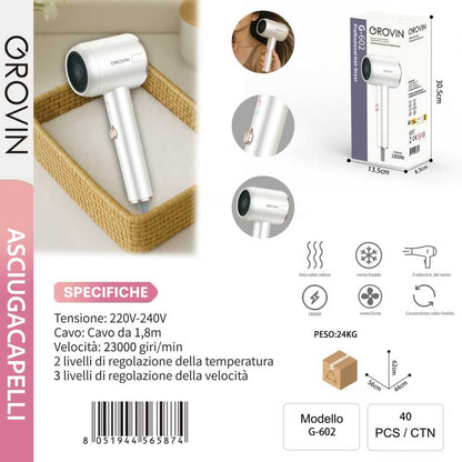 GROVIN G-602 Asciugacapelli 220v-240v 1800w