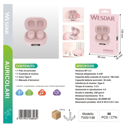 WESDAR TWS1156 Auricolari Wireless