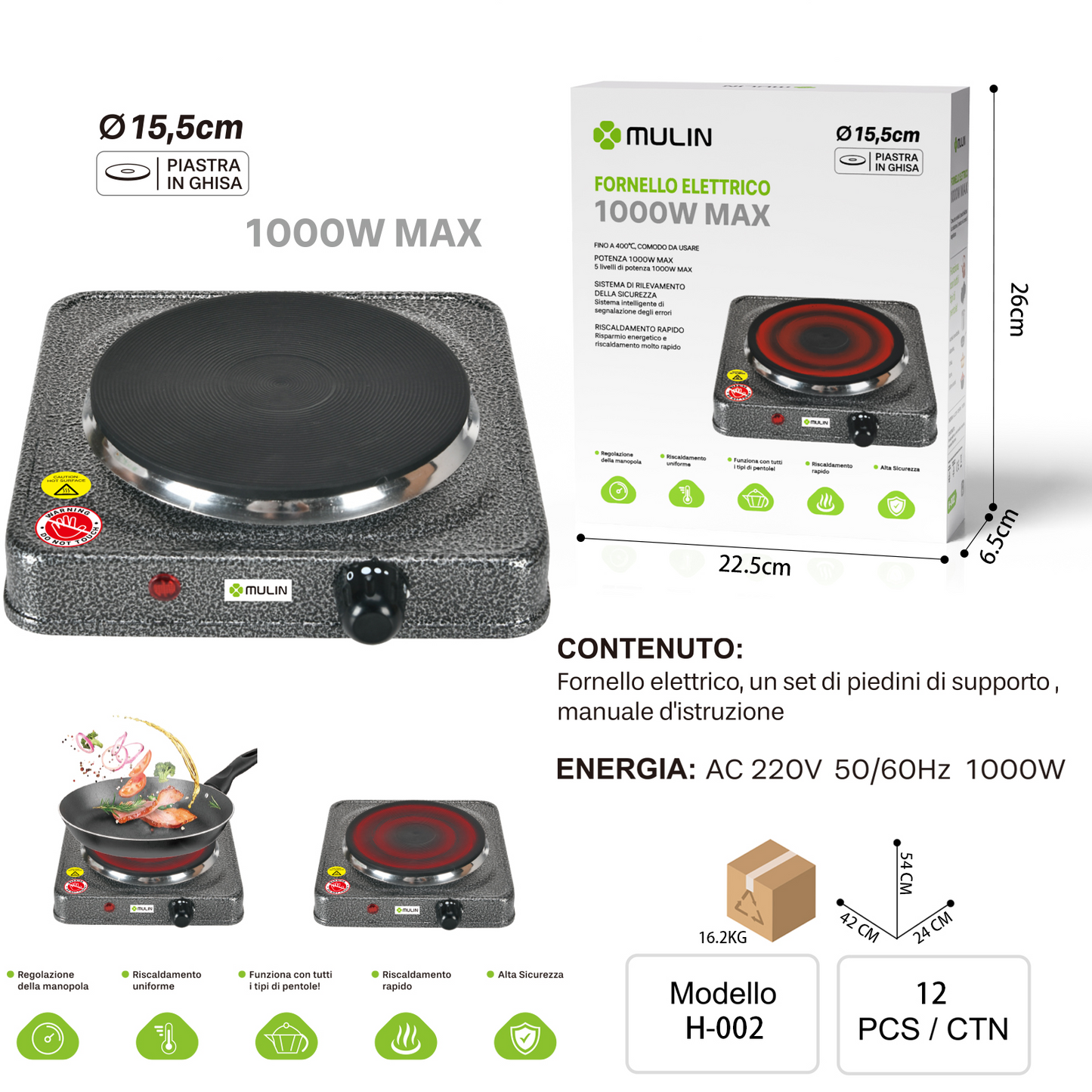 MU Fornello Elettrico 1000w H-002