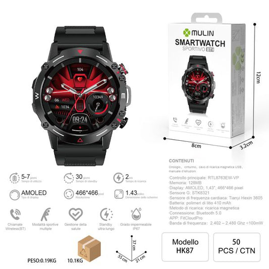 HK87 Smartwatch Orologio Sportivo Wireless