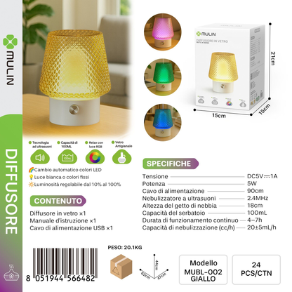 MUBL-002 Diffusore di Aromi in Vetro 100ml RGB