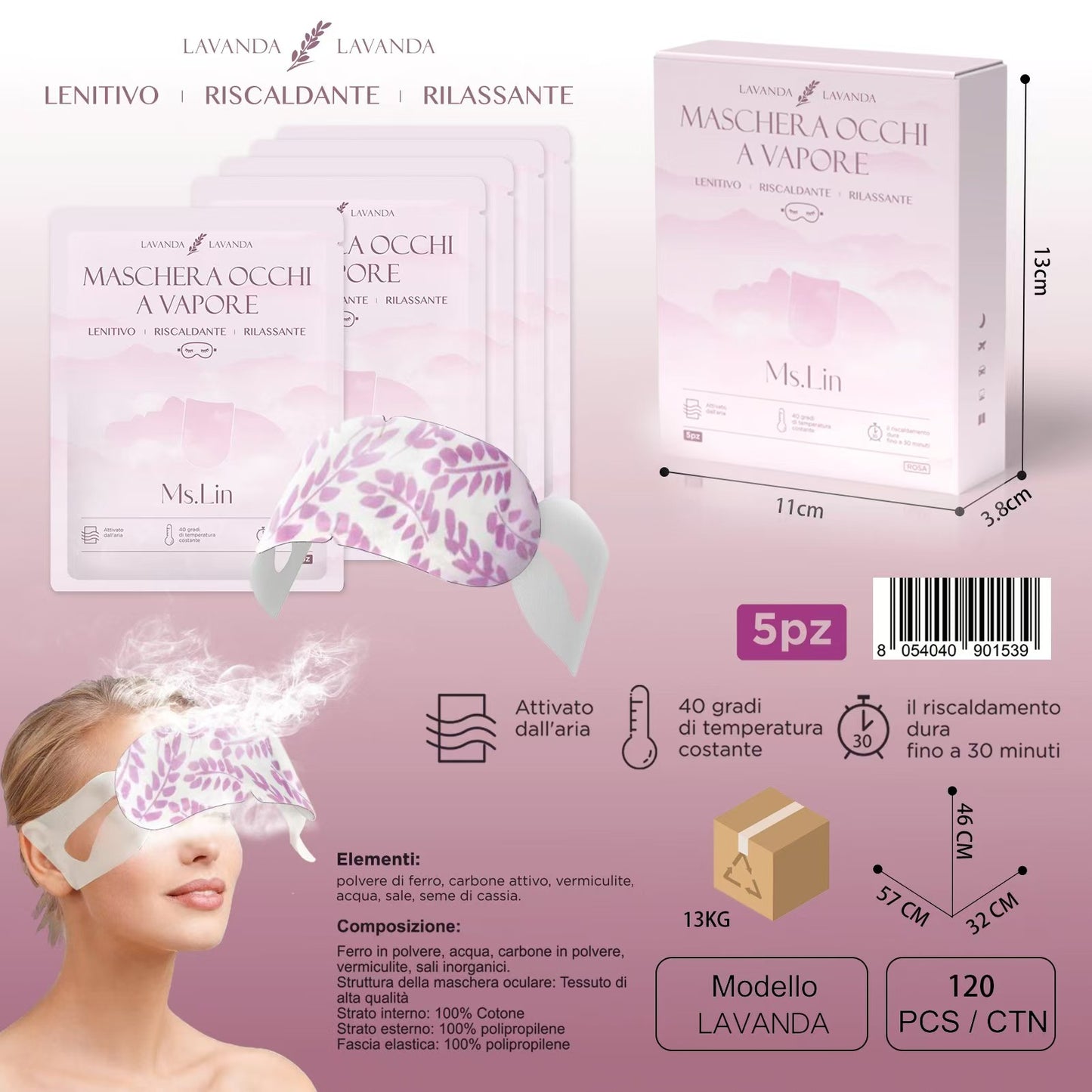MS. LIN Maschera Occhi a Vapore (Lavanda)