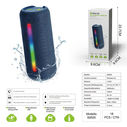 Tragbarer kabelloser RGB-Lautsprecher S9500 (blau)