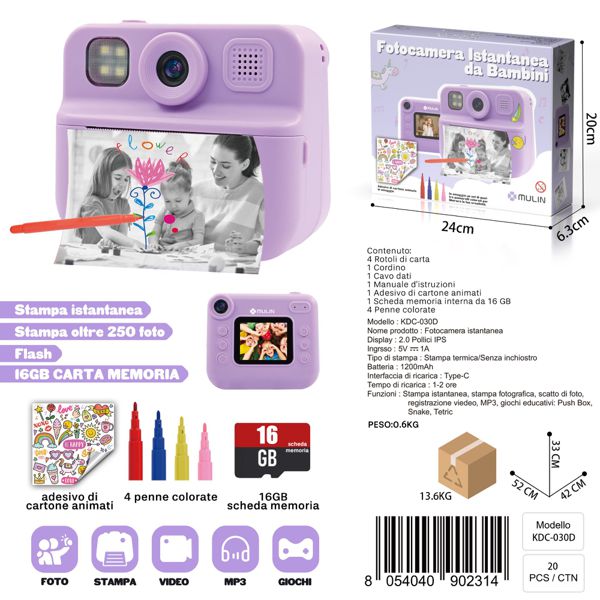 KDC-030D Fotocamera Istantenea per Bambini
