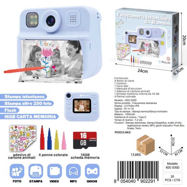 KDC-030D Fotocamera Istantenea per Bambini