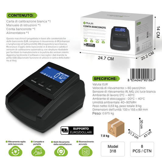 318 Banconote Portatile Supporto Euro e Dollari