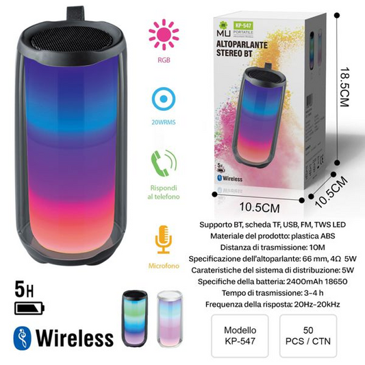KP-547 Tragbarer kabelloser RGB-Lautsprecher