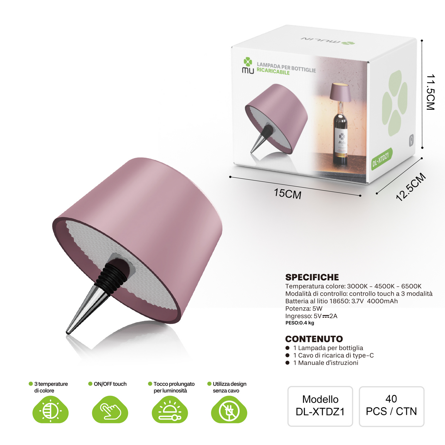 XTDZ1 Lampada da Bottiglia