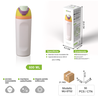 MU-ST02 Borraccia Termica da 600ml