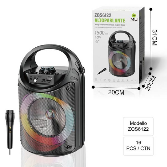 ZQS6122 Kabelloser Superbass-Lautsprecher 10 W mit integriertem Lautsprecher