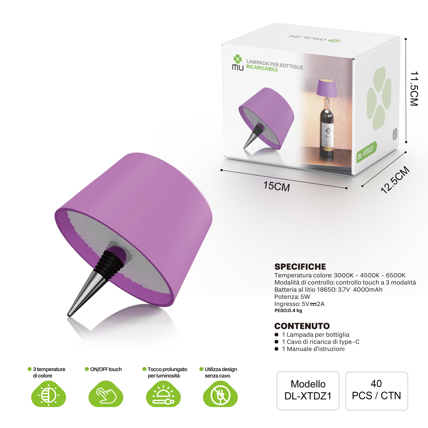 XTDZ1 Lampada da Bottiglia