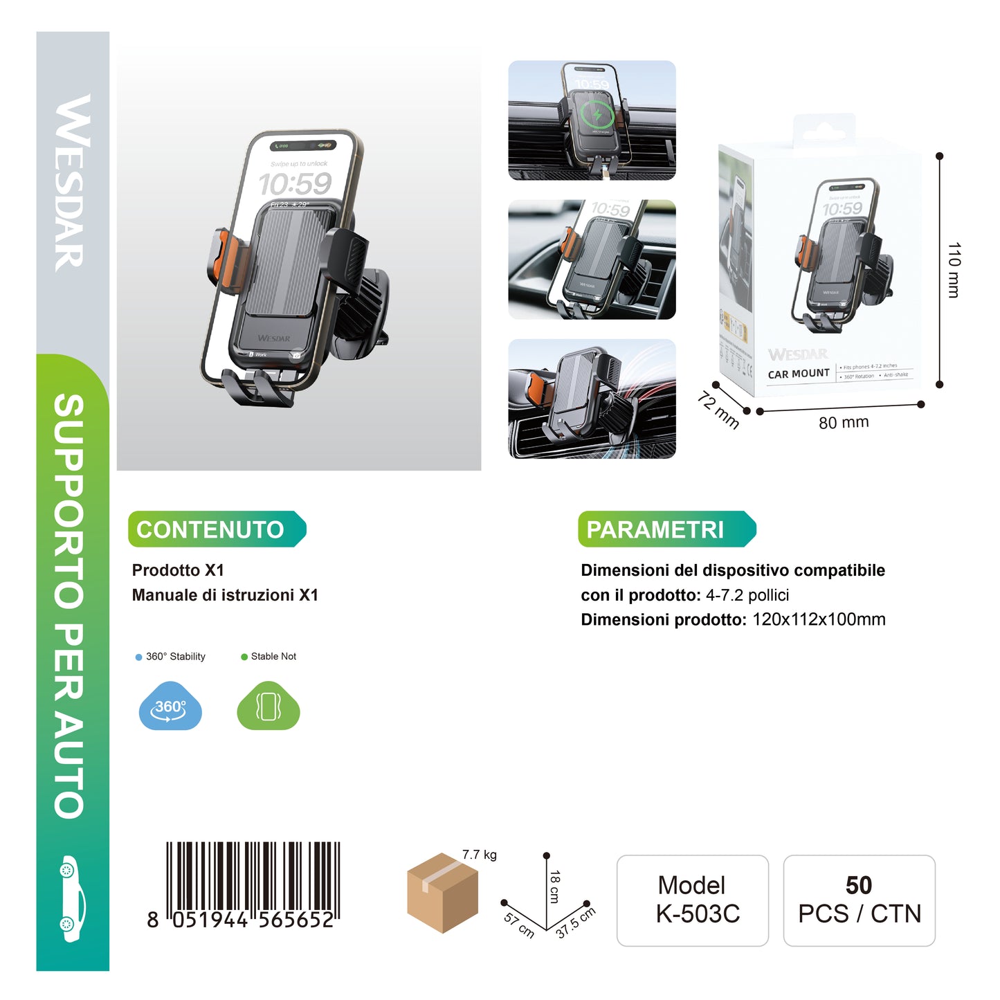 WESDAR K-503C Supporto per Auto
