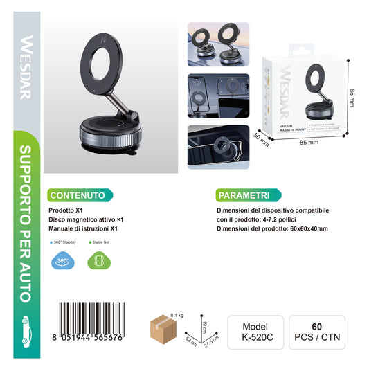 WESDAR K-520C Supporto Per Auto Magnetico
