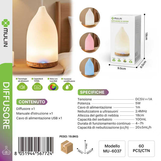 MU-6037 Diffusore di Aromi 100ml RGB