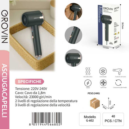 GROVIN G-602 Asciugacapelli 220v-240v 1800w