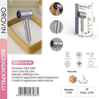 GROVIN G-602 Asciugacapelli 220v-240v 1800w