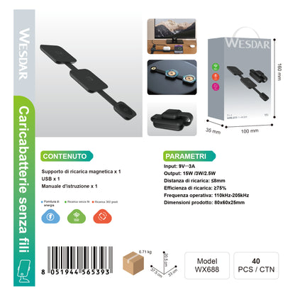 WESDAR WX688 3-in-1 Caricacellulare